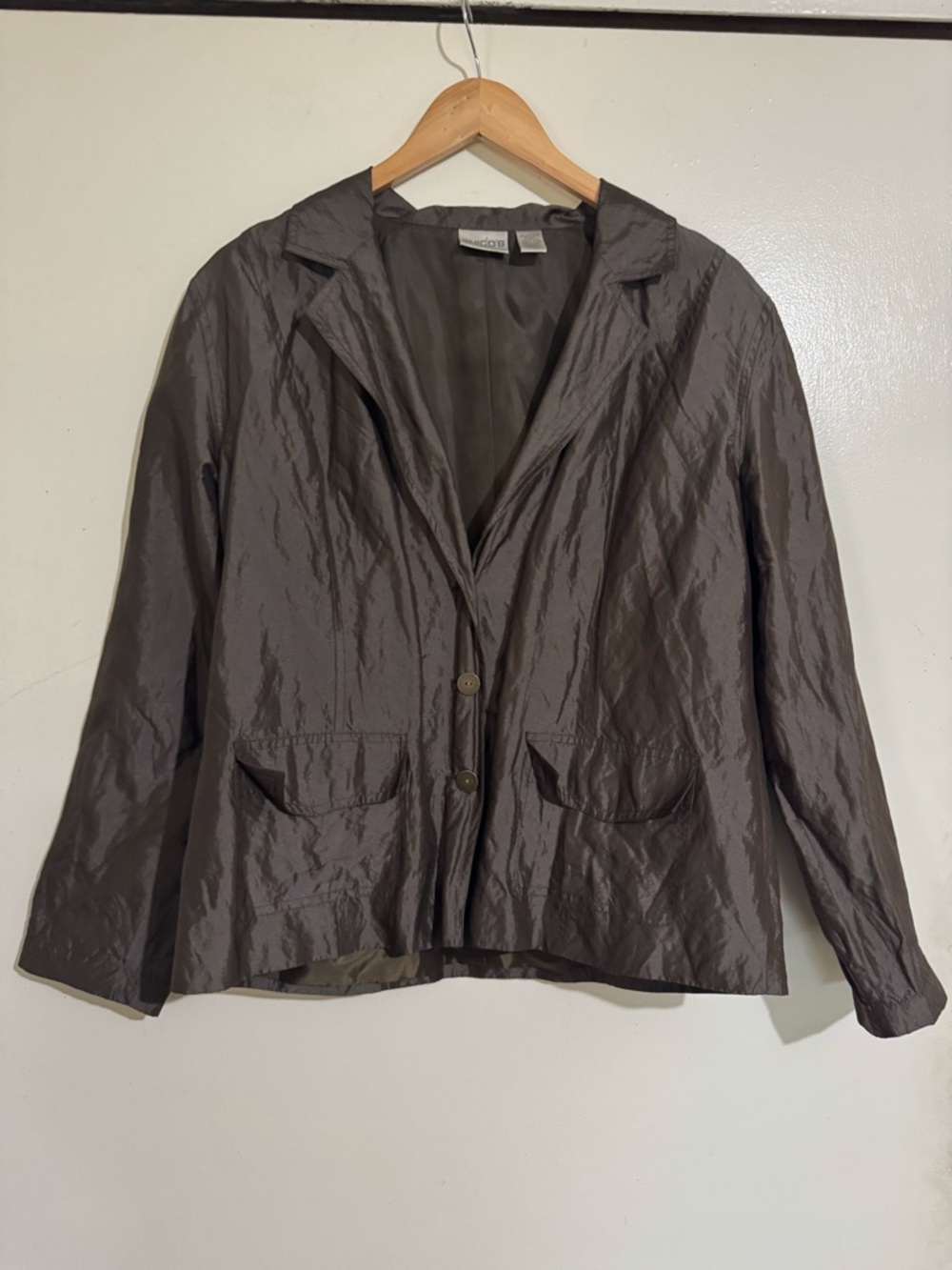 Chico’s brown silk blend blazer jacket size 2